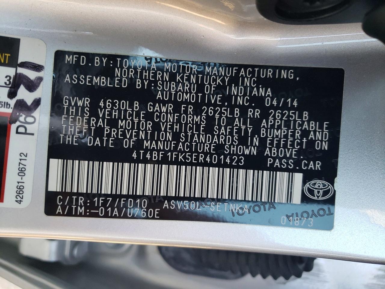 2014 TOYOTA CAMRY