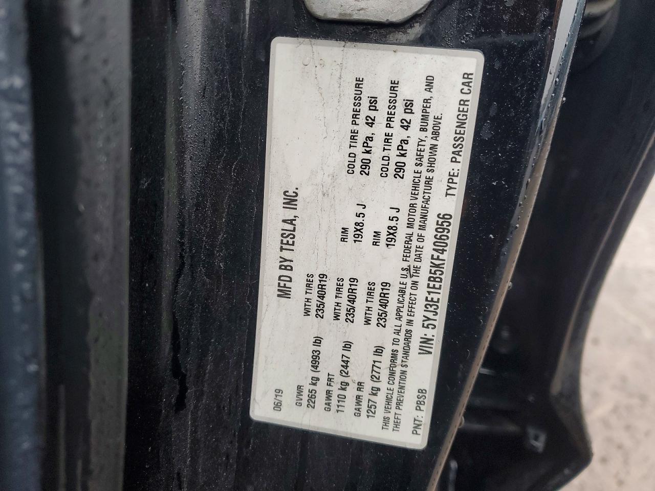 2019 TESLA MODEL 3
