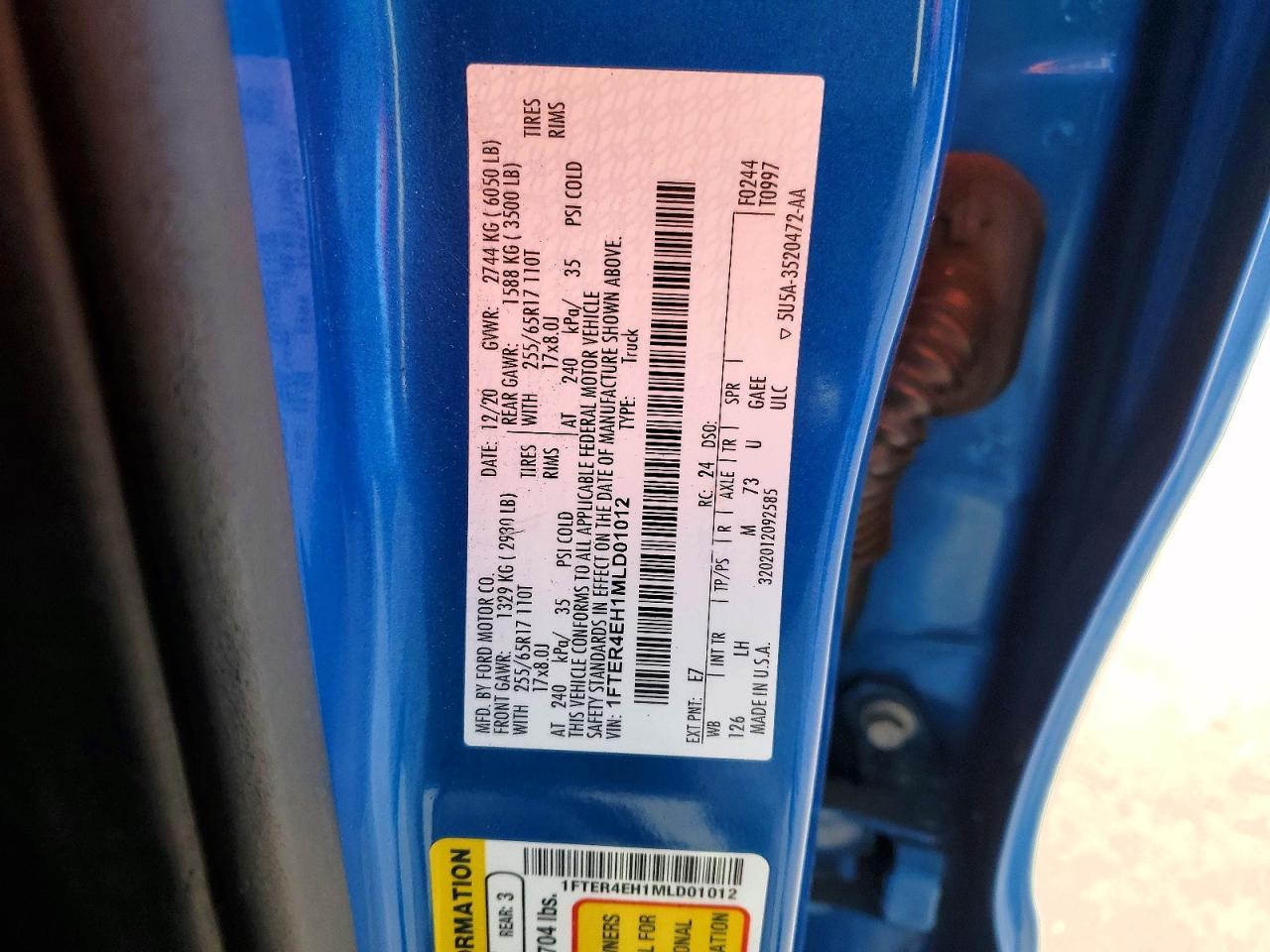 2021 FORD RANGER