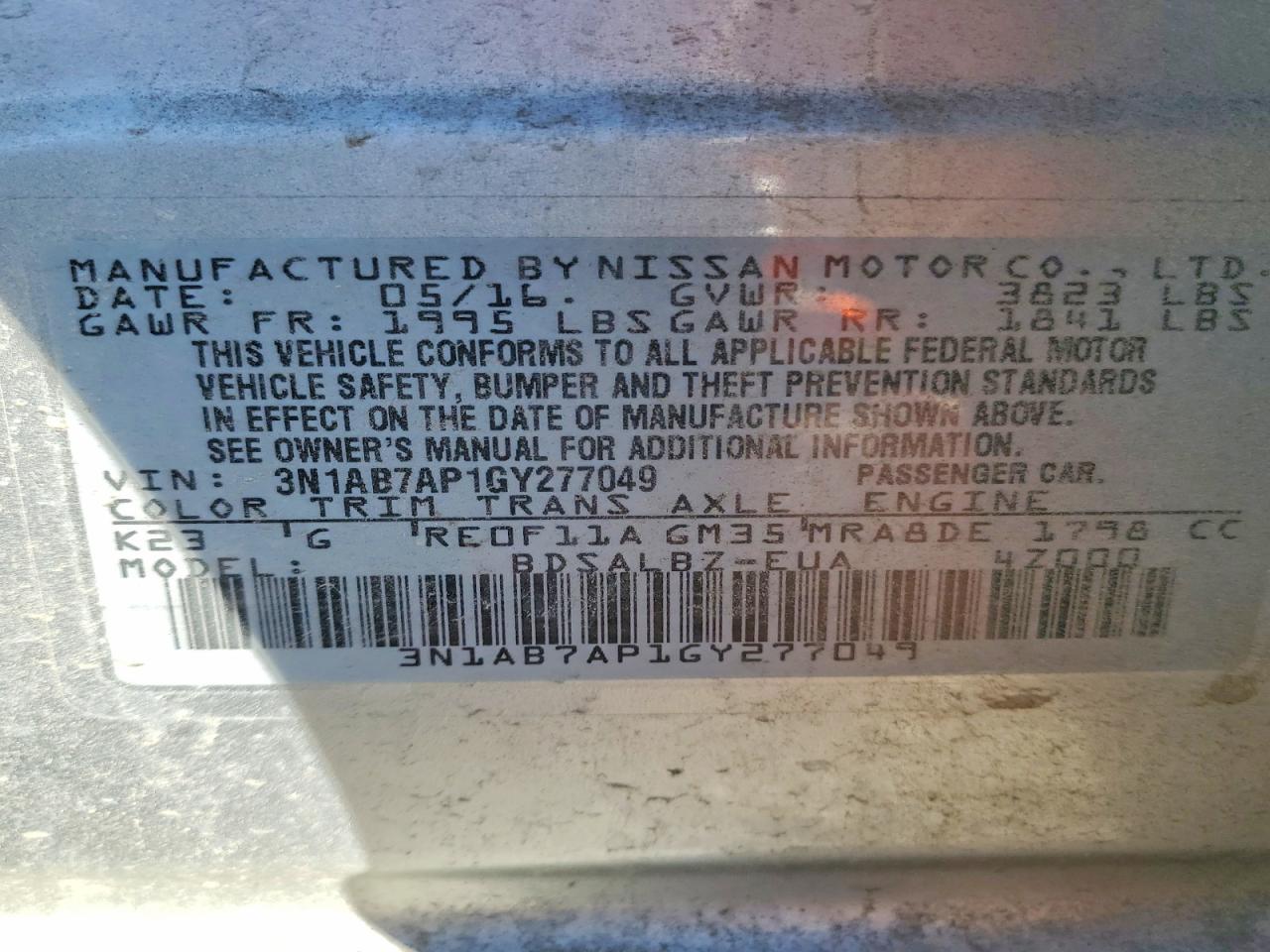 2016 NISSAN SENTRA