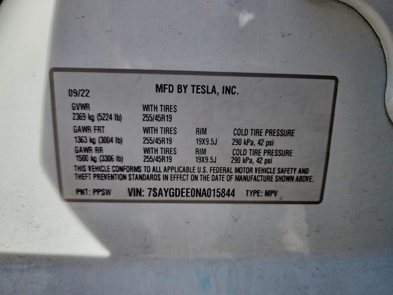 2022 TESLA MODEL Y