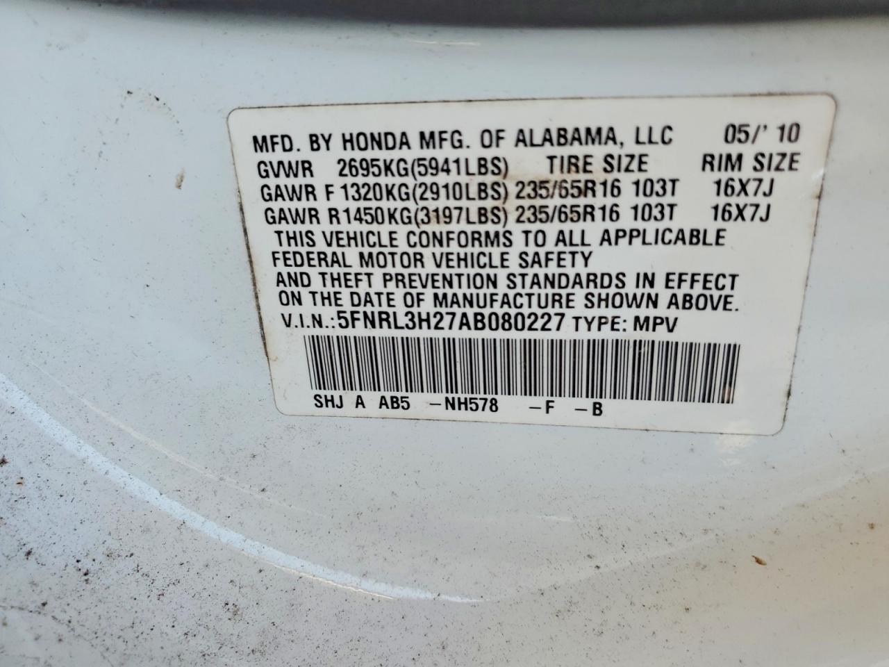 2010 HONDA ODYSSEY