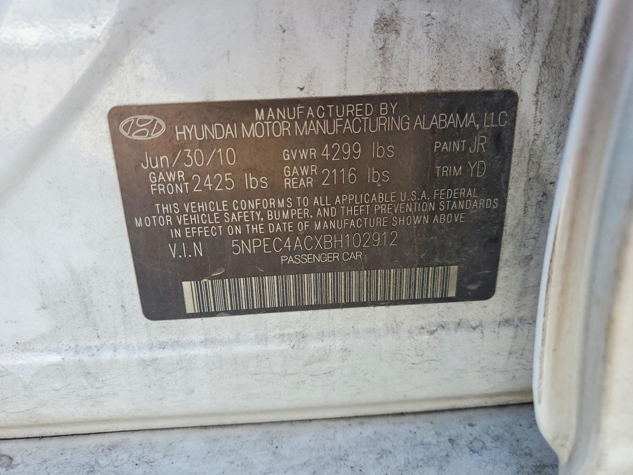 2011 HYUNDAI SONATA