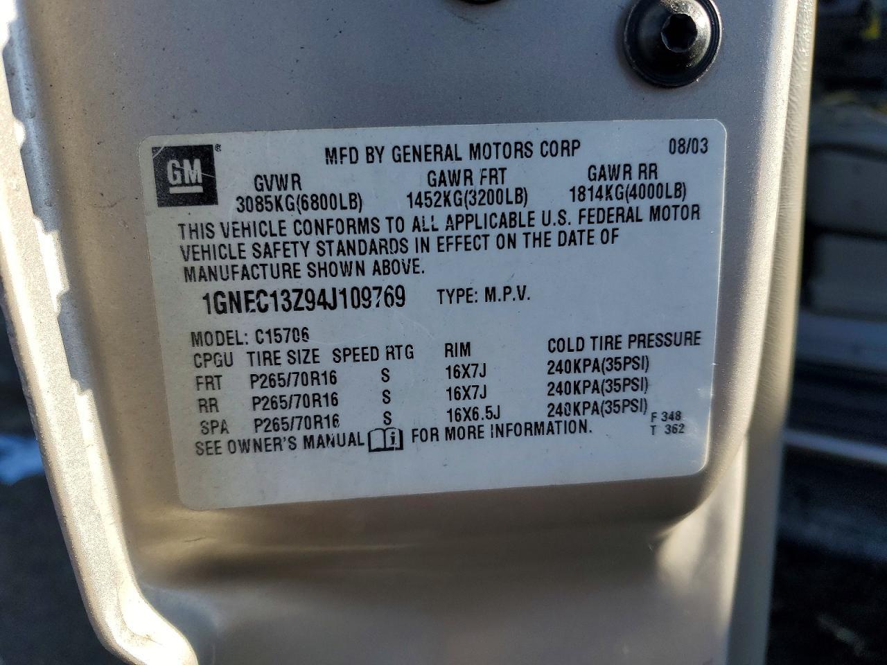 2004 CHEVROLET Tahoe