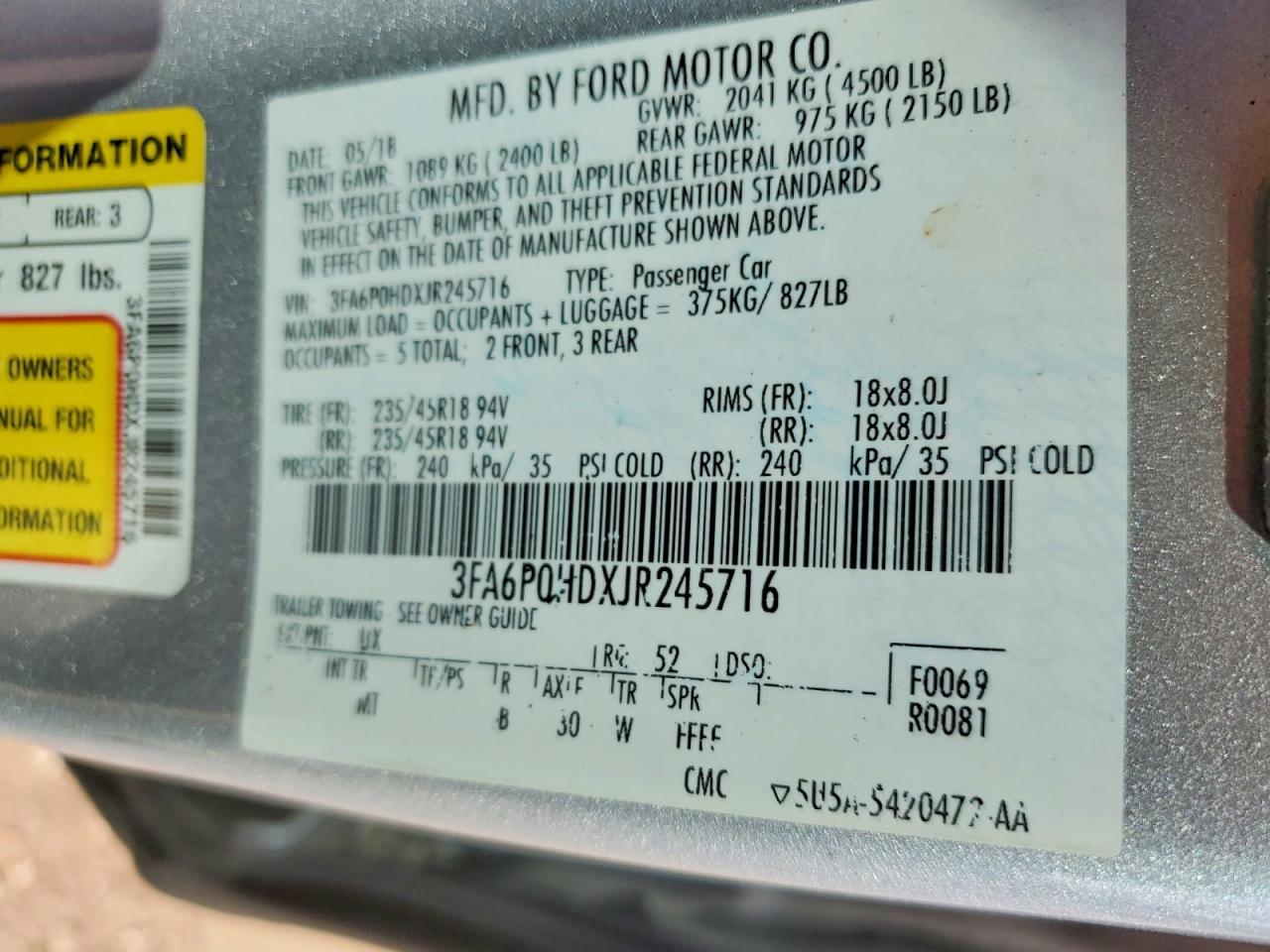 2018 FORD FUSION