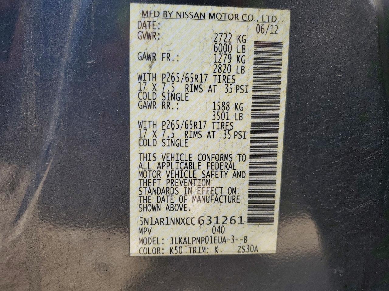 2012 NISSAN PATHFINDER