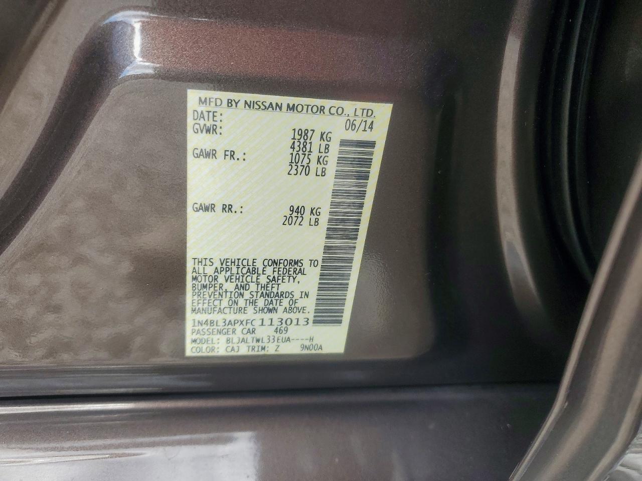 2015 NISSAN ALTIMA