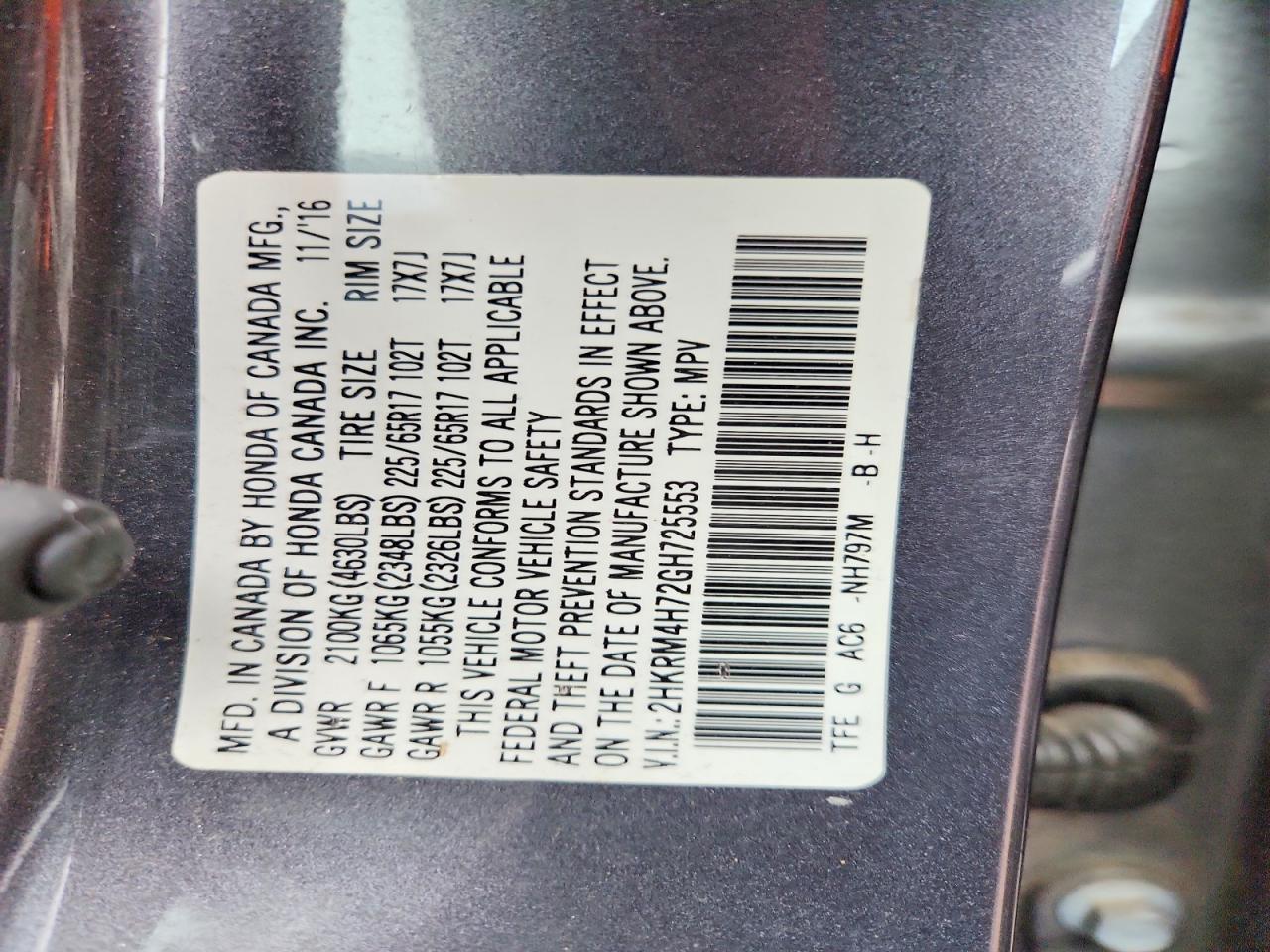 2016 HONDA CR-V