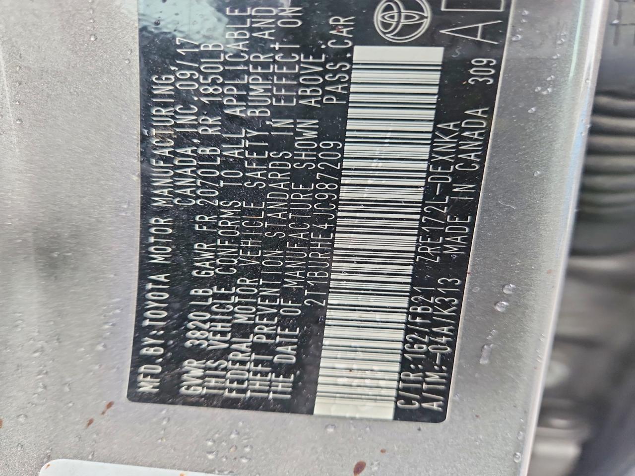 2018 TOYOTA COROLLA