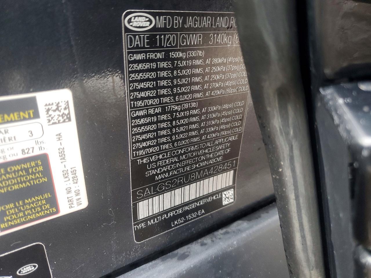 2021 LAND ROVER RANGE ROVER