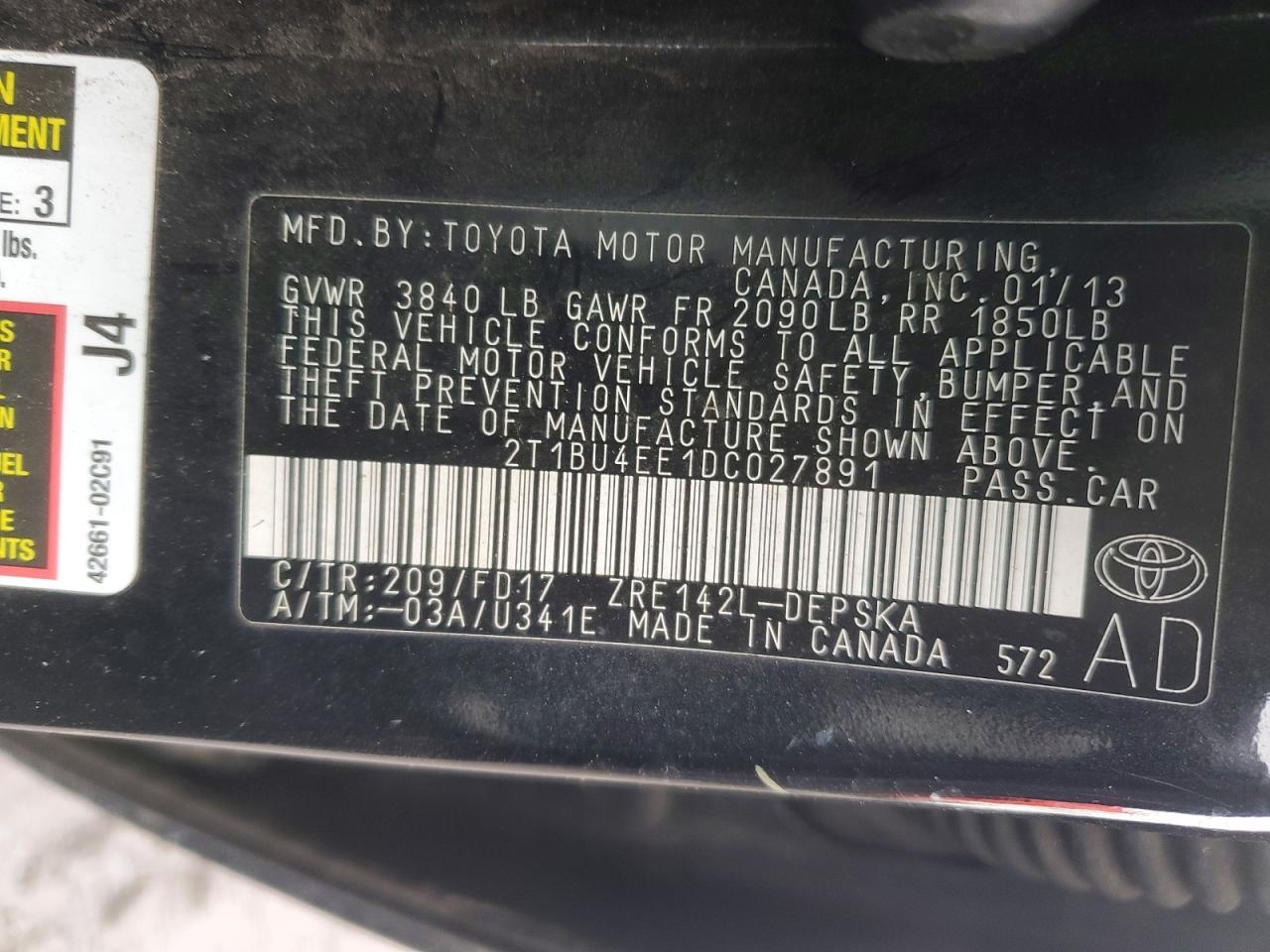 2013 TOYOTA COROLLA