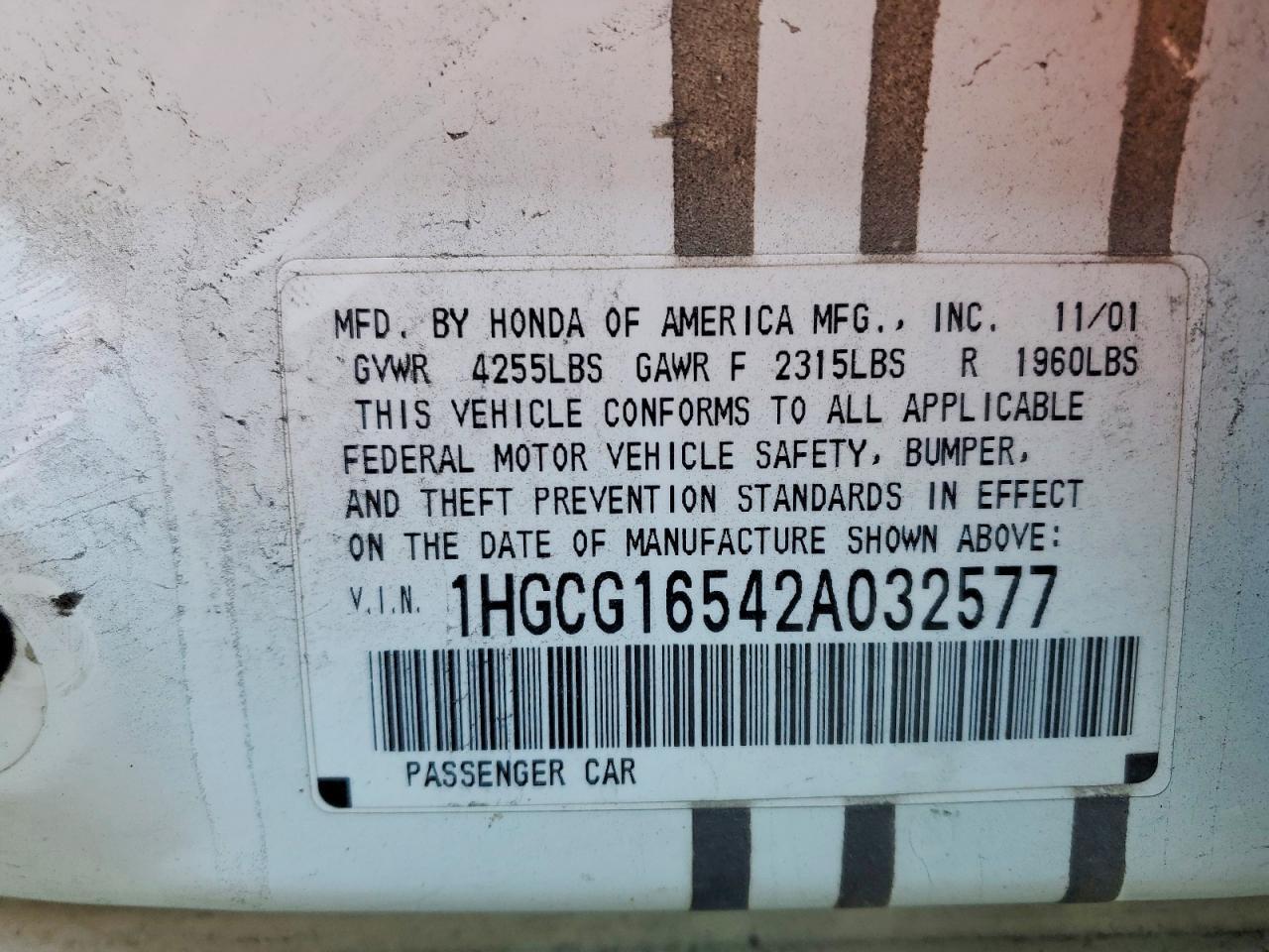 2002 HONDA ACCORD