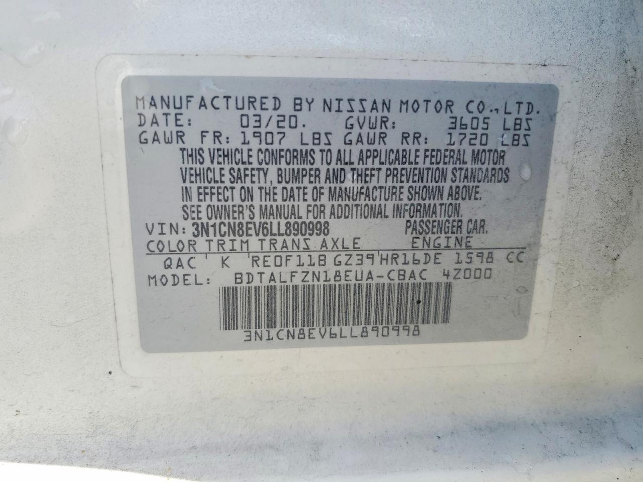 2020 NISSAN VERSA