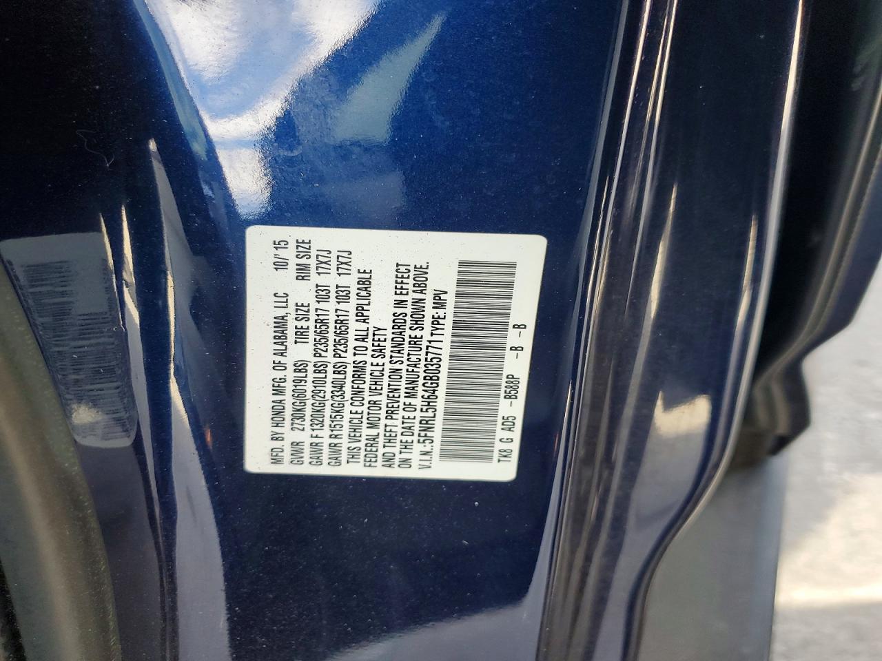2016 HONDA ODYSSEY
