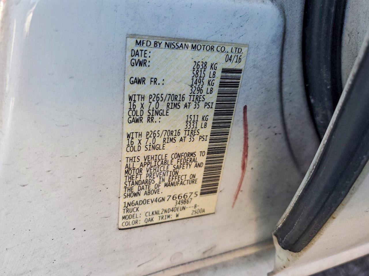 2016 NISSAN Frontier