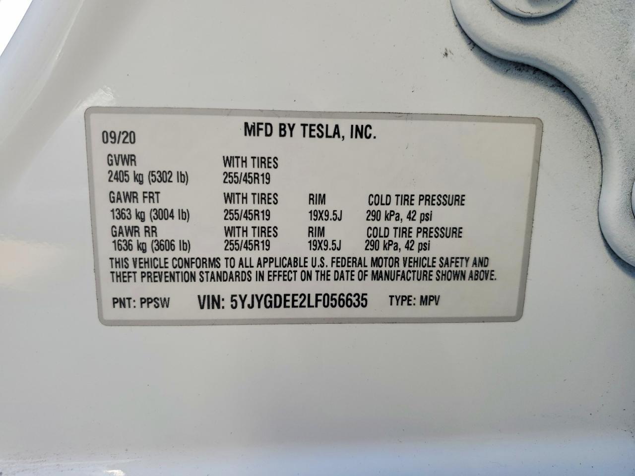 2020 TESLA MODEL Y