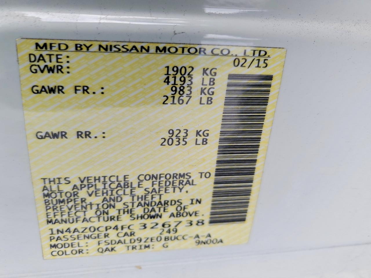 2015 NISSAN LEAF