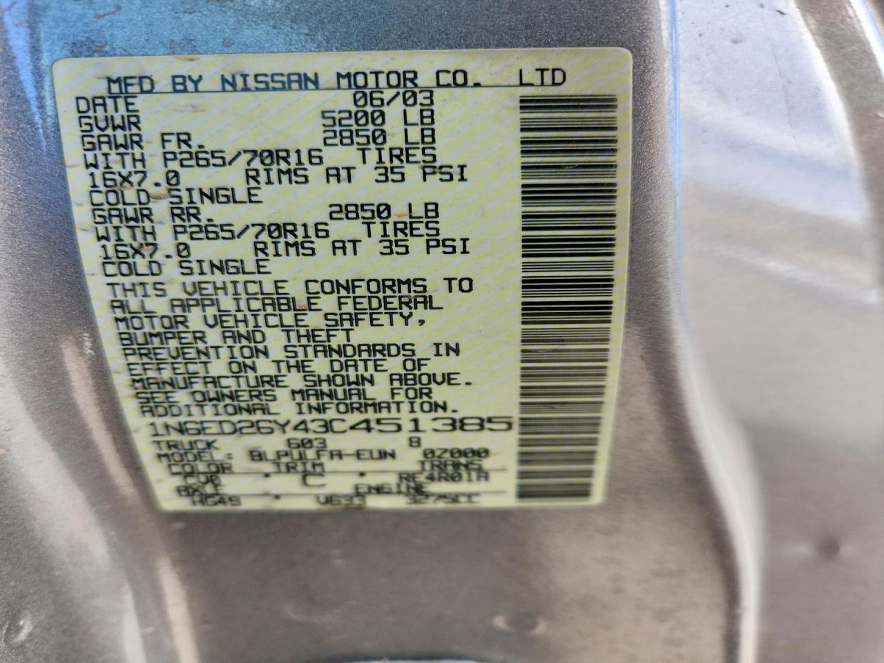 2003 NISSAN Frontier