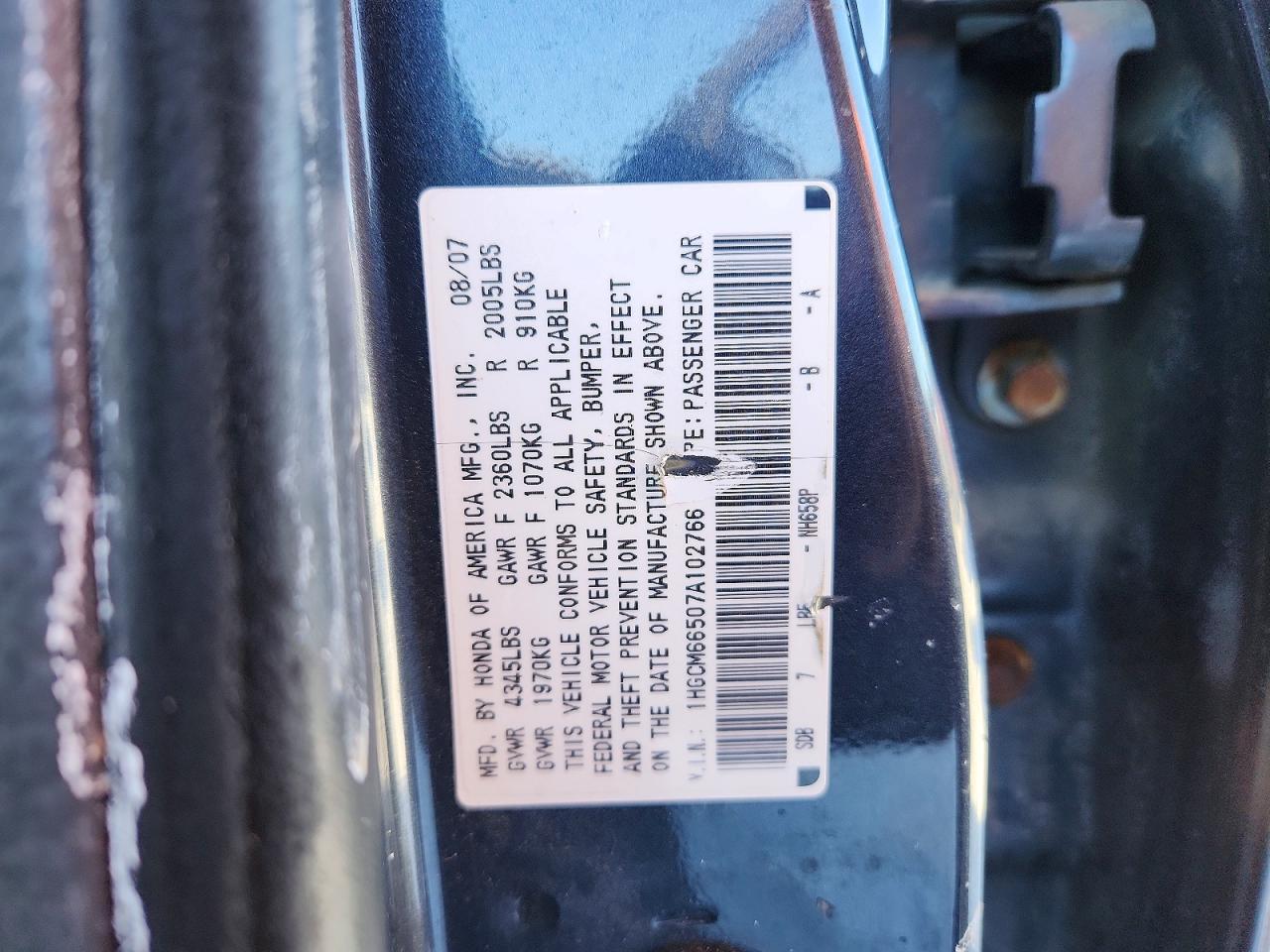 2007 HONDA ACCORD
