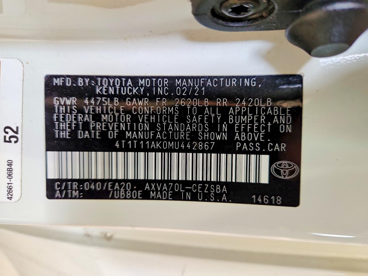 2021 TOYOTA CAMRY