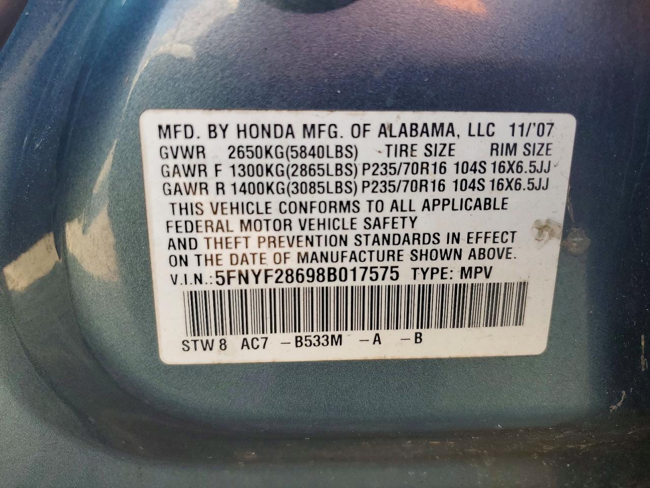 2008 HONDA PILOT