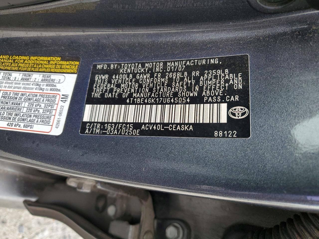 2007 TOYOTA CAMRY