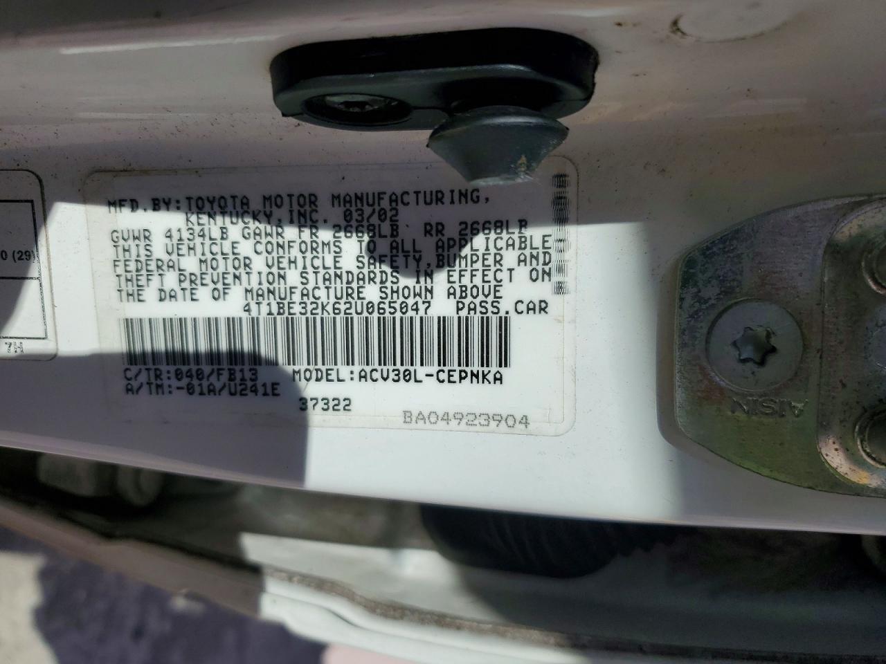 2002 TOYOTA CAMRY