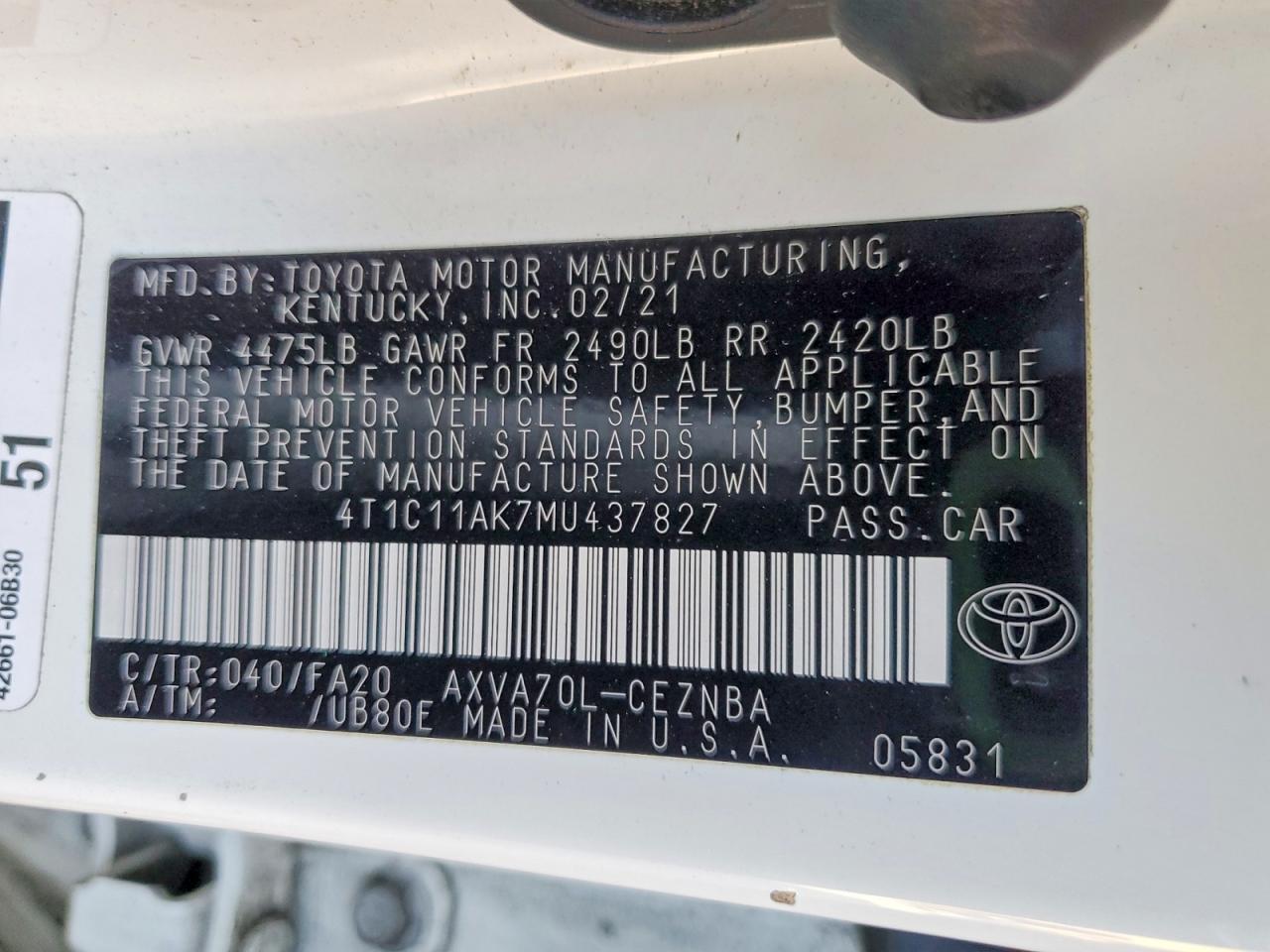 2021 TOYOTA CAMRY