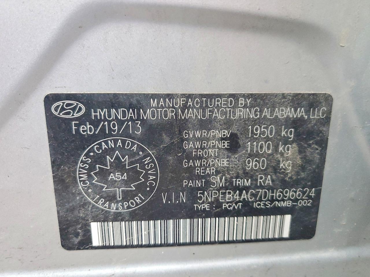 2013 HYUNDAI SONATA