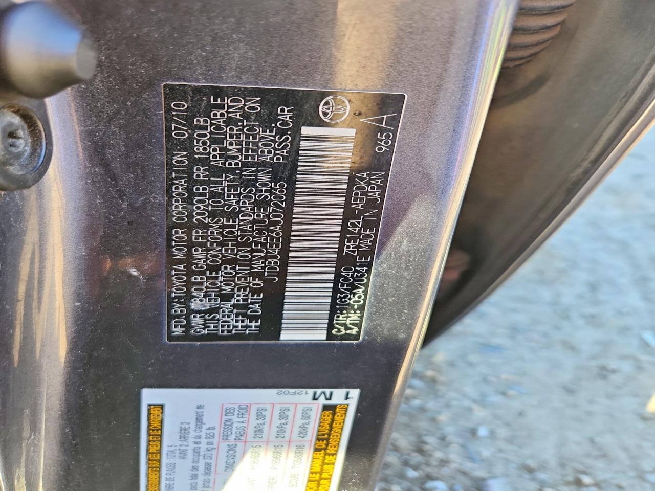 2010 TOYOTA COROLLA