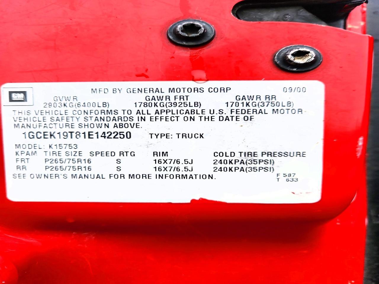2001 CHEVROLET Silverado