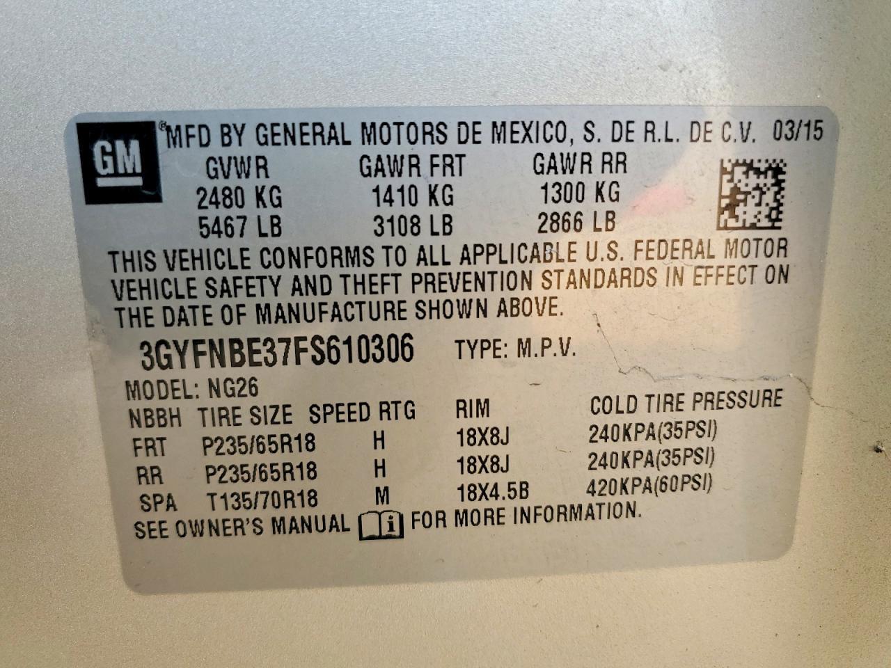 2015 CADILLAC SRX