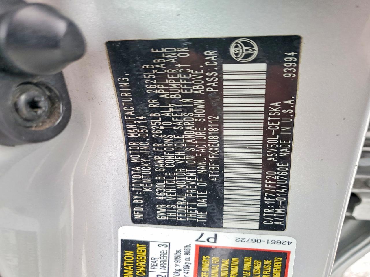 2014 TOYOTA CAMRY