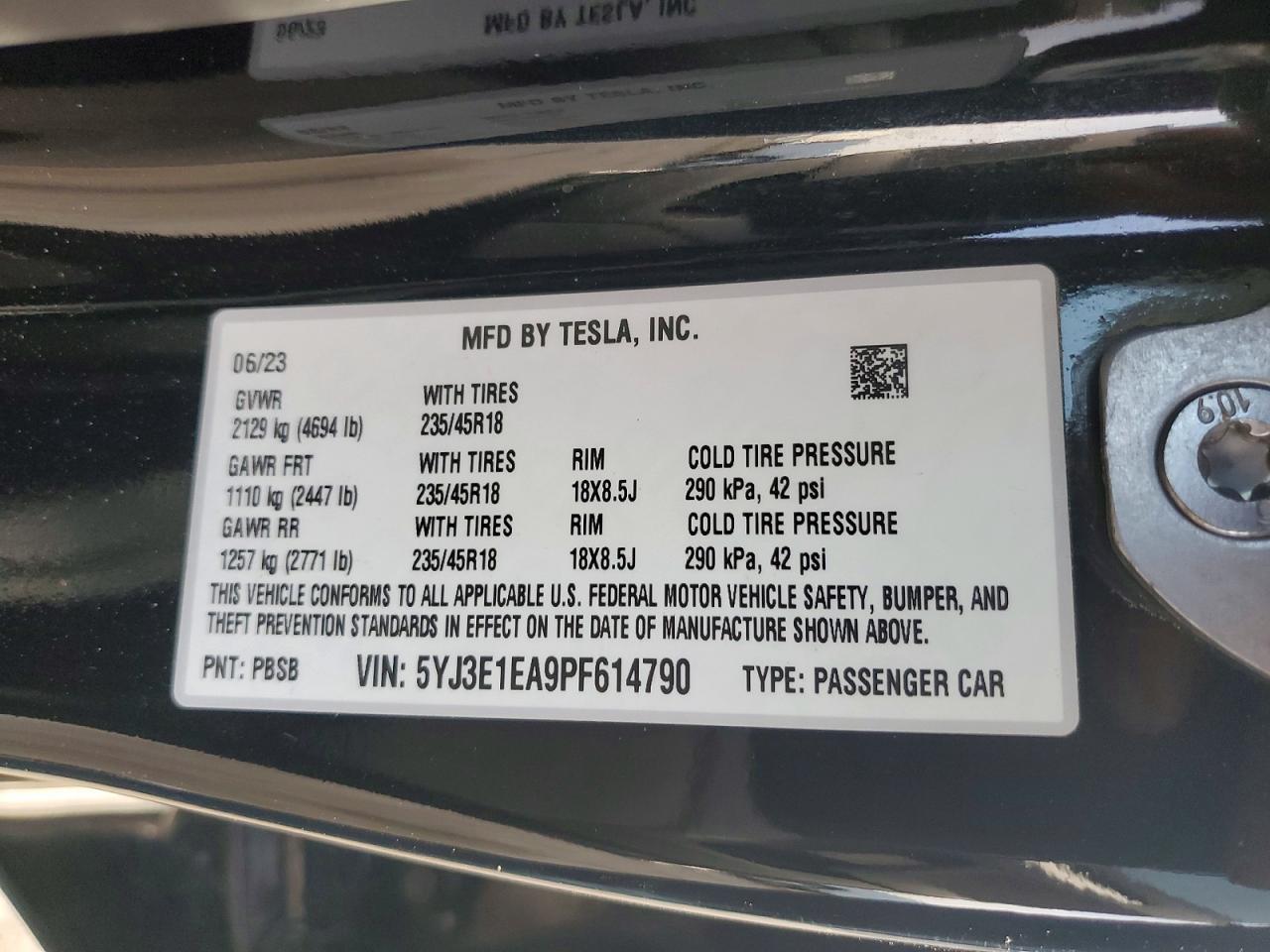2023 TESLA MODEL 3