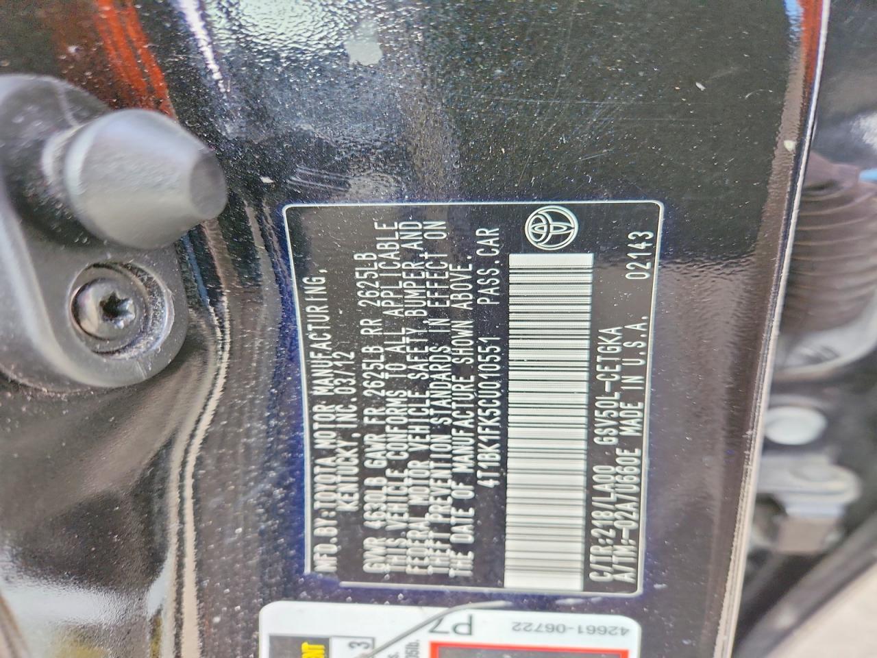 2012 TOYOTA CAMRY