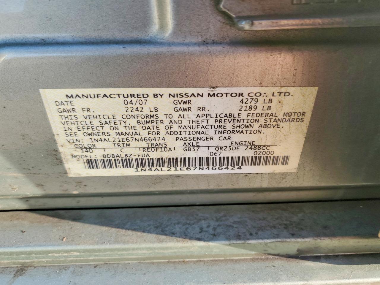 2007 NISSAN ALTIMA