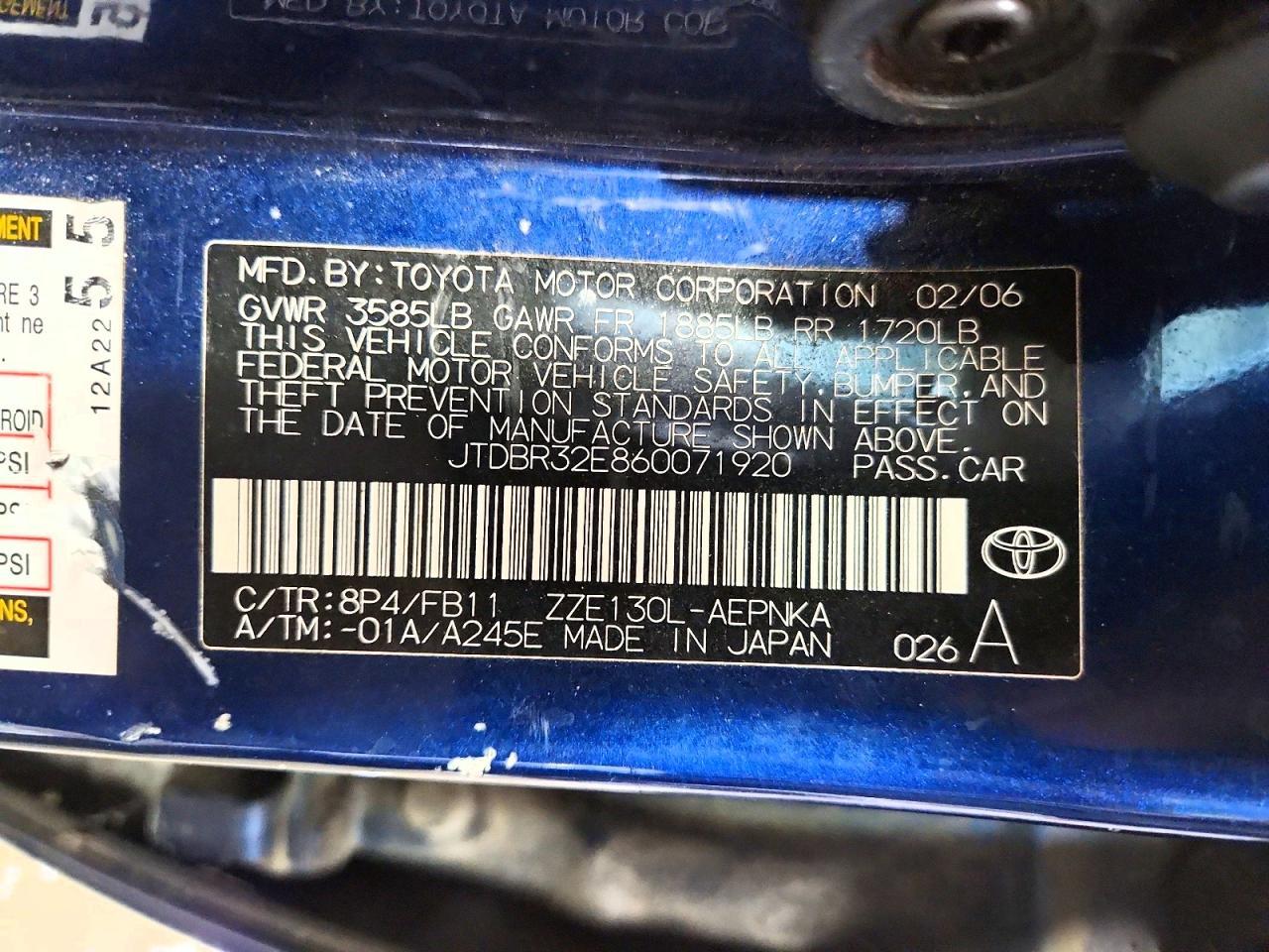 2006 TOYOTA COROLLA