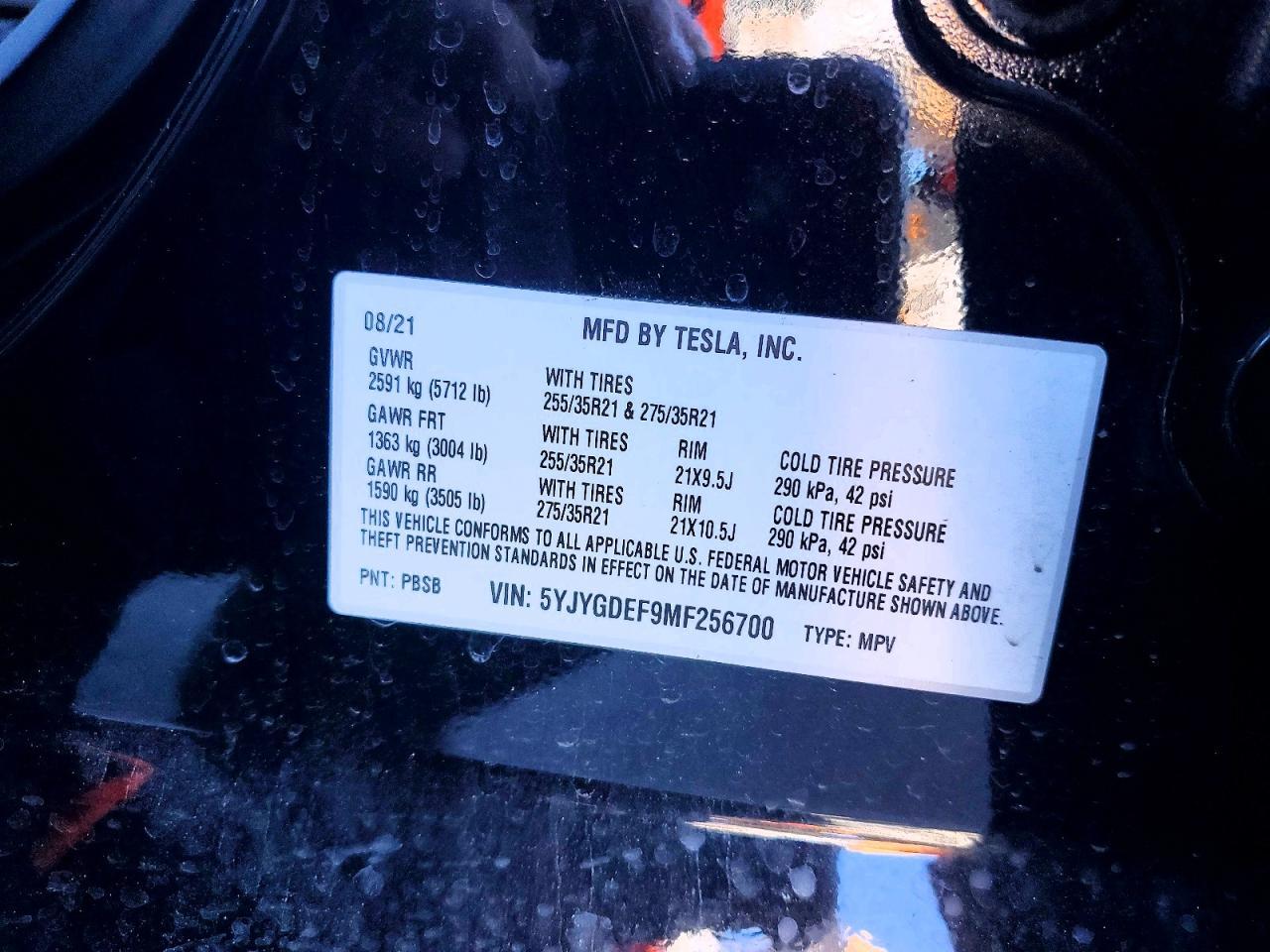 2021 TESLA MODEL Y