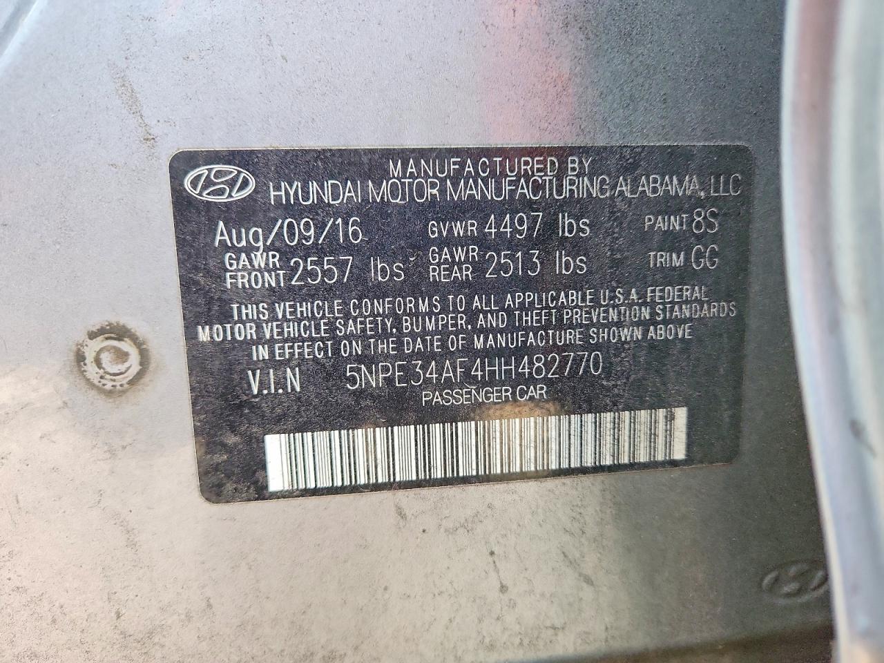 2017 HYUNDAI SONATA