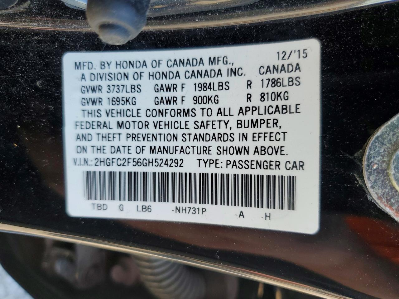 2016 HONDA CIVIC