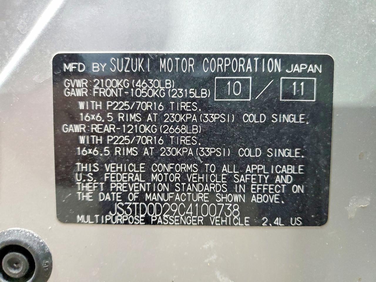 2012 SUZUKI Grand Vitara