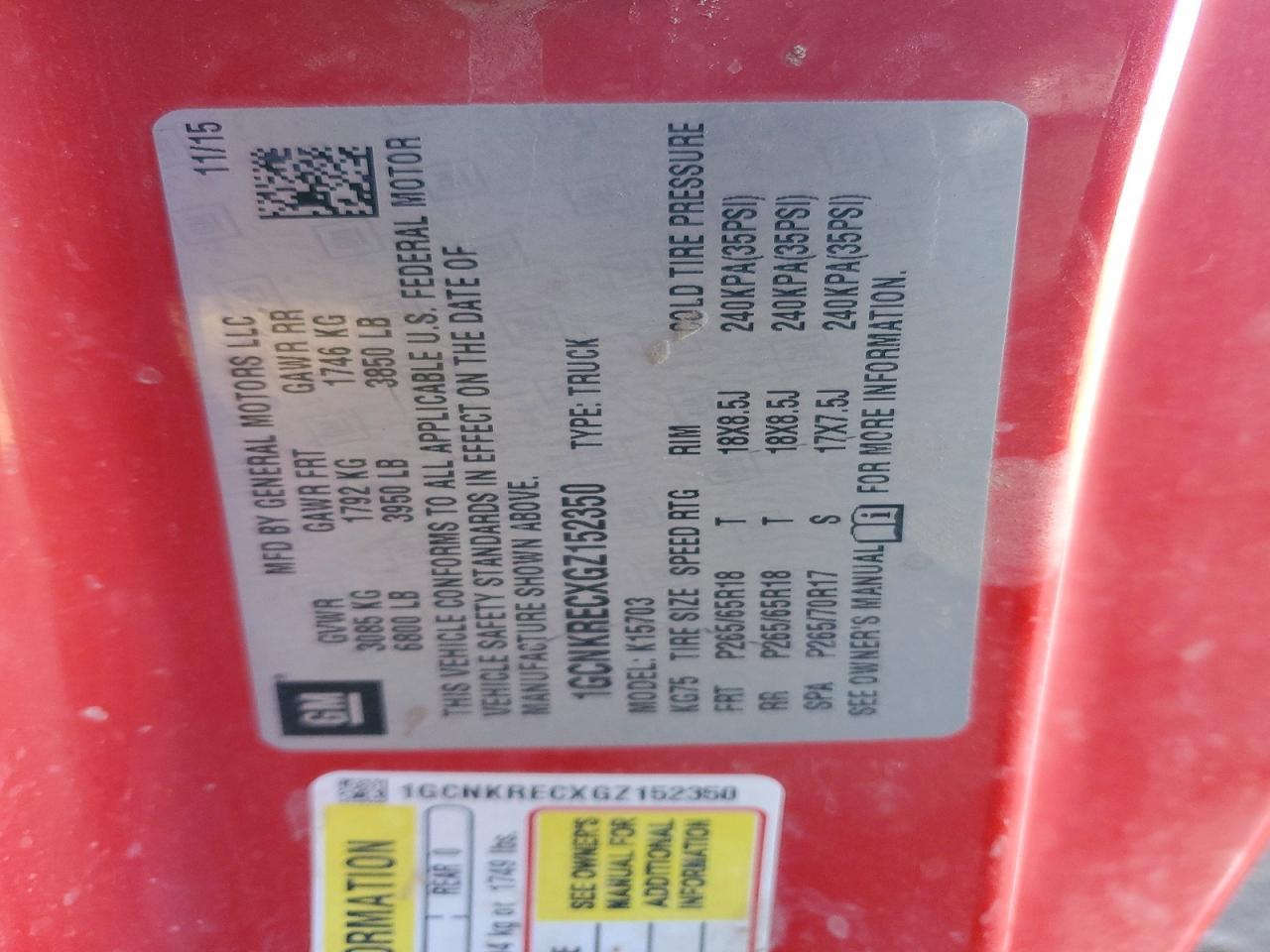 2016 CHEVROLET C/K 1500