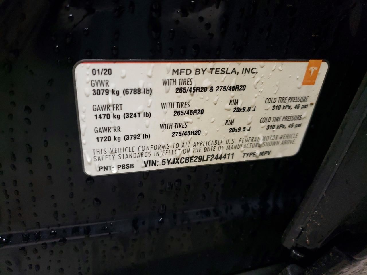 2020 TESLA MODEL X