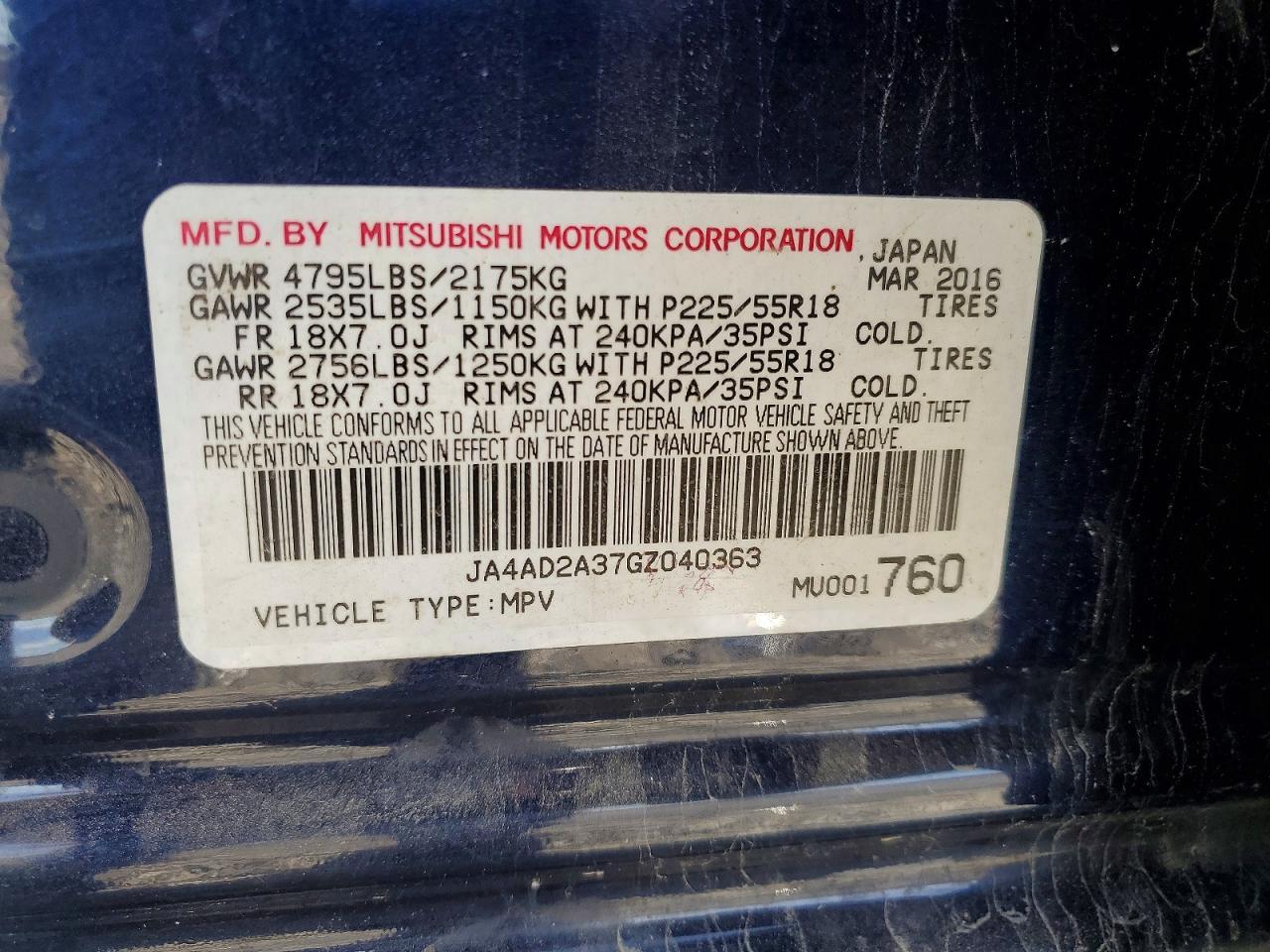 2016 MITSUBISHI outlander