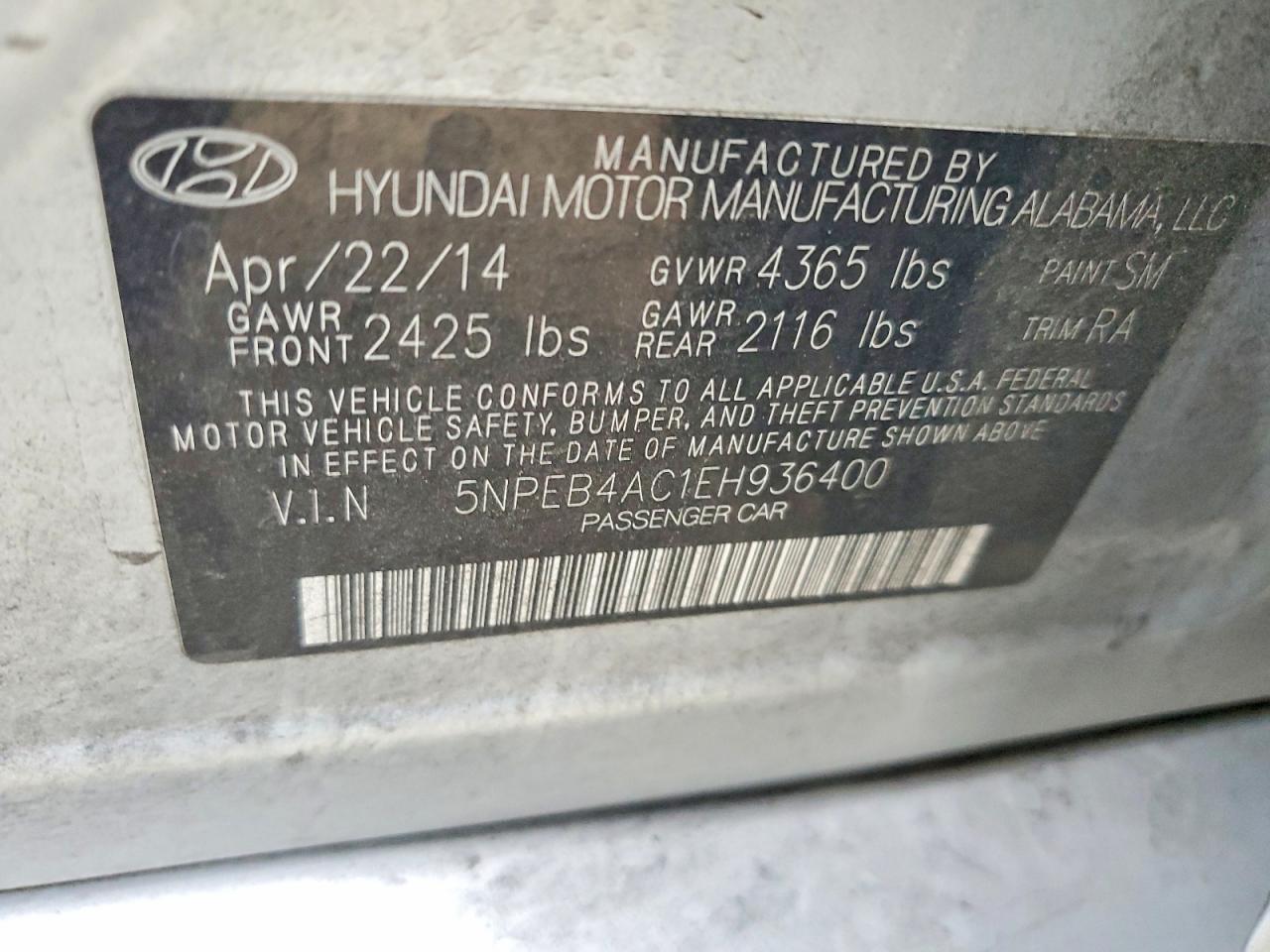2014 HYUNDAI SONATA