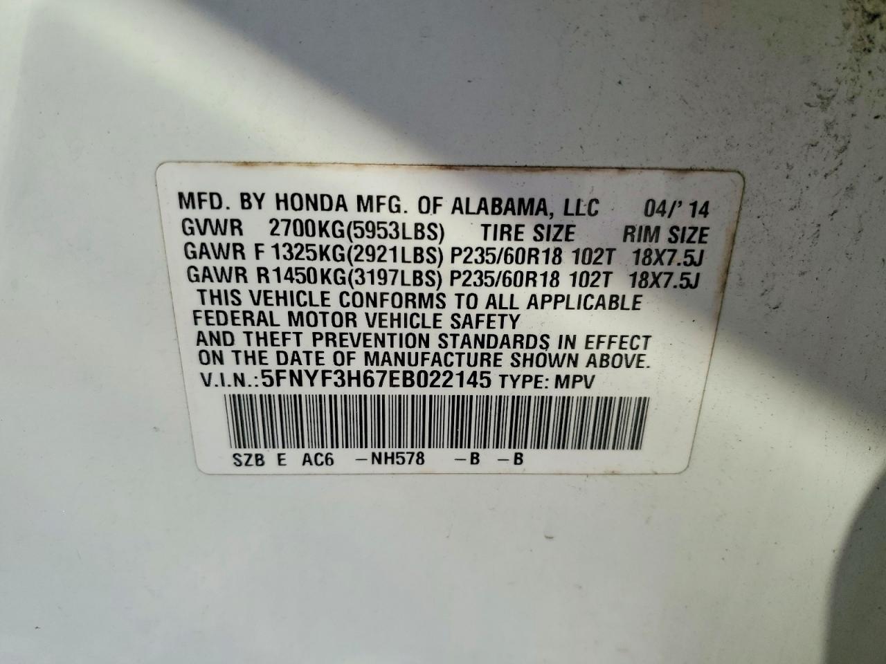 2014 HONDA PILOT