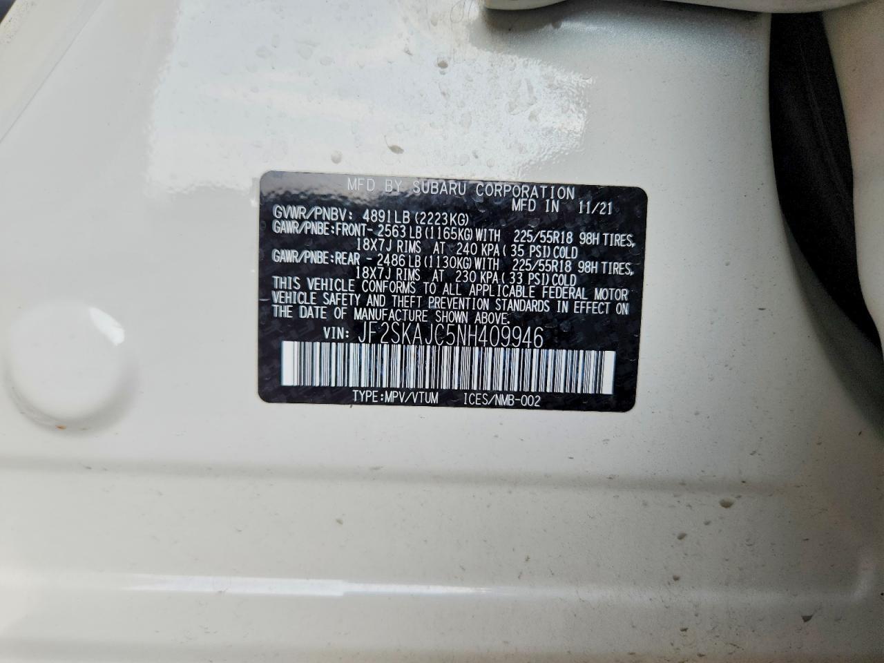 2022 SUBARU FORESTER