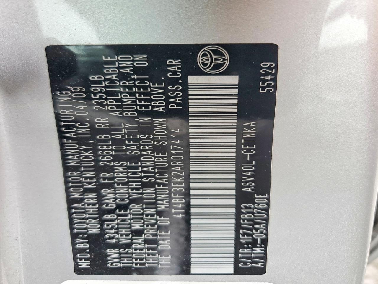 2010 TOYOTA CAMRY