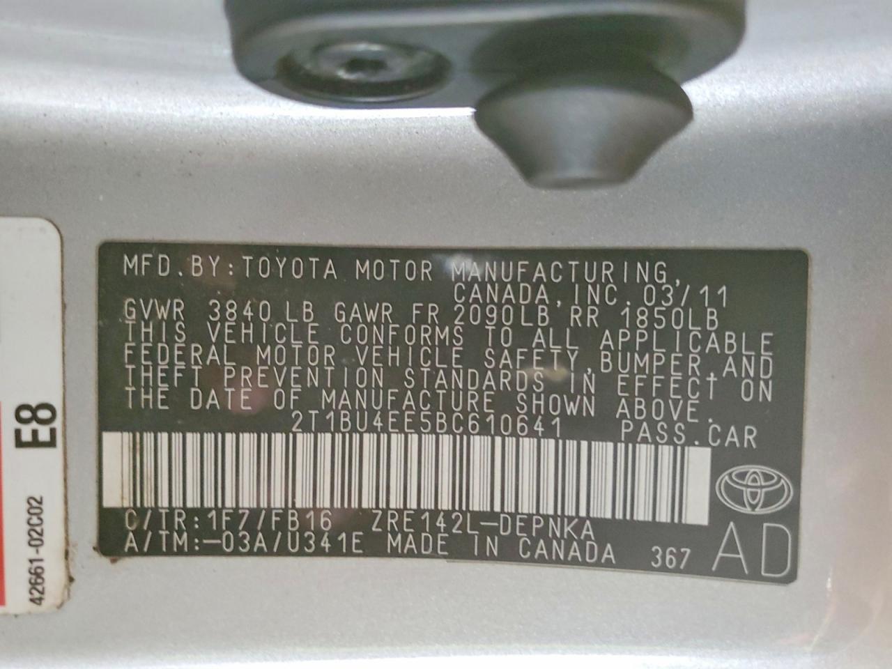 2011 TOYOTA COROLLA