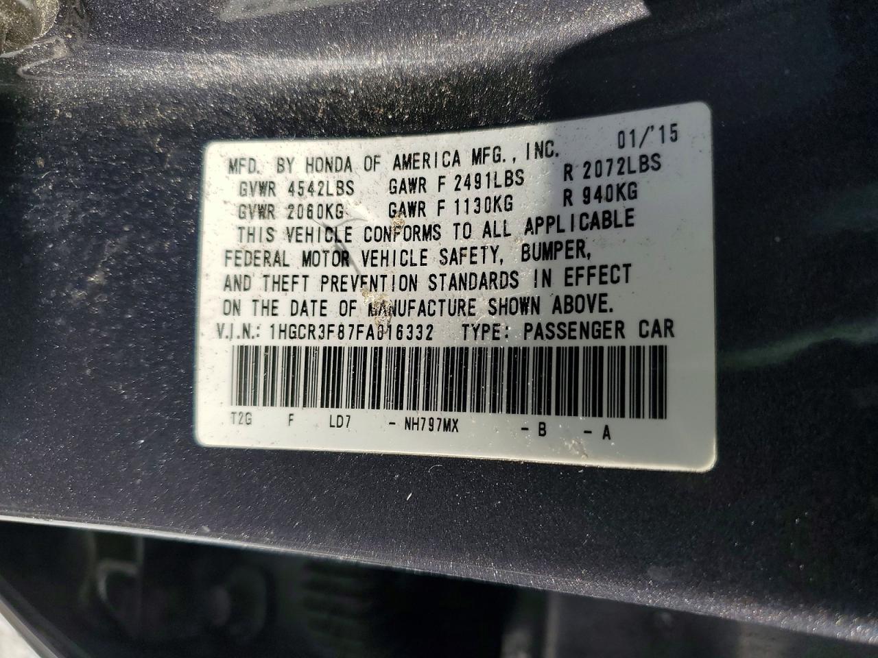 2015 HONDA ACCORD